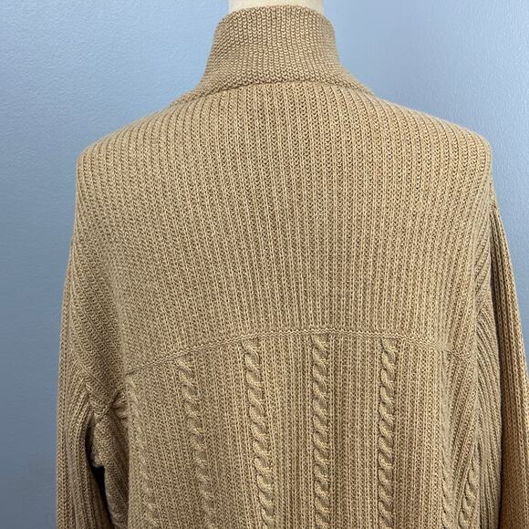 Liz Claiborne LizwearTan Chunky Knit Button Cardigan Sweater Coastal Grandma LG - Picture 4 of 8